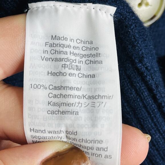 J. Crew Women’s XL navy Blue 100% Cashmere Sweater Cardigan New - Picture 4 of 5